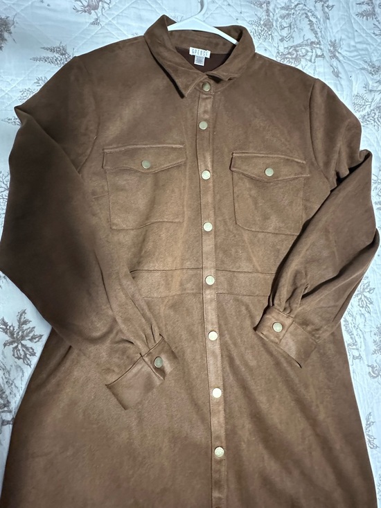 Spense Brown Suede-Look Button Jacket - Picture 7 of 15